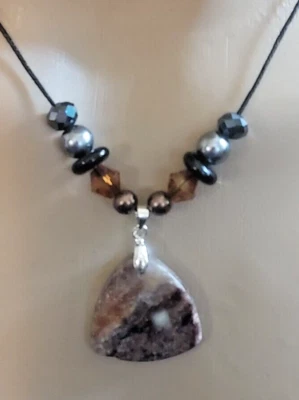 Collar Colgante Triángulo Cuarzo Rutilado Cordón Ajustable 14-26" Hecho a Mano NUEVO Foto 1 de 2