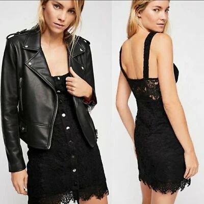Mini Vestido Free People Intimately Free Negro Meant To Be Superpuesto de Encaje Talla S Foto 1 de 4