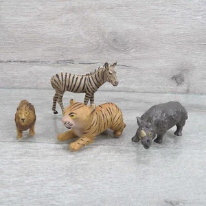 MARKE ? - 4 Massefiguren Tiger Löwe Zebra Nashorn - Höhe Zebra = 6 cm - #W85191 - Picture 1 of 9