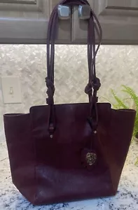Tommy Bahama Embossed Leather Tote Red Summer Fashion Palms Beach Nautical Boat - Picture 1 of 11