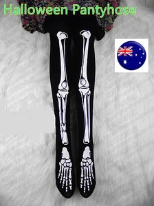 Women Lady Skull Skeleton Bone Halloween Party Tights Pantyhose Opaque Stockings - Picture 1 of 15