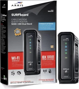 ARRIS SURFboard SBG6580 DOCSIS 3.0 Cable Modem/ Wi-Fi N300 2.4Ghz + N300 5GHz W2 - Picture 1 of 8