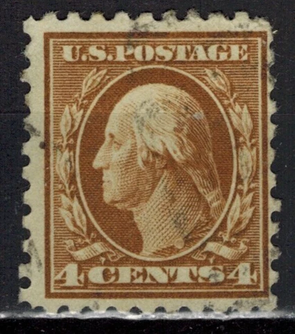 1916 US Postage Stamp - Sc#465 - 4c Washington, orange brown, perf 10 - Used Cover