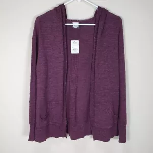 Mudd purple hooded open front cardigan pockets long sleeve girls 16 - Picture 1 of 6