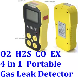 O2 H2S CO LEL 4 in 1 Portable Multi Gas Detector Combustible Gas Leak Detector - Picture 1 of 12