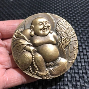2.3" Buda Bronce Maitreya Medallón Conmemorativo Sello Budista Decoración - Imagen 1 de 9
