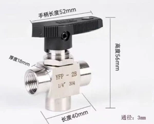 1pc 3way ball valve 1/4" NPT Gas Sleeve Tube T Port 1000PSI Stainless Steel Oil - Bild 1 von 4