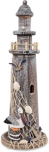 Cota Global Brown Wooden Lighthouse Decor - Handcrafted Nautical Lighthouse Tabl - Picture 1 of 12