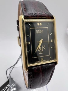 Men’s Vintage New Old Stock Gold Tone Citizen Tank M2K Watch Classy Preppy - Picture 1 of 15