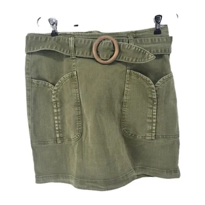 Pilcro and Letterpress Anthropologie Olive Green Mini Skirt with Belt Size 8P - Picture 1 of 6