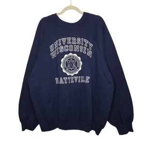 Sudadera De Colección UW Platteville Raglán Cuello Redondo Tultex 3XL Azul Años 90 Wisconsin - Imagen 1 de 5
