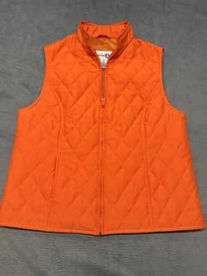 Vintage Paul Harris Design Vest Womens Medium Orange Quilted Full Zip Puffer 90s - Image 1 of 4