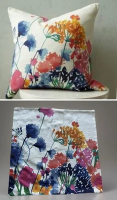 Floral Flowers Watercolor West Elm Cotton Throw Pillow Cover 18” Buttons NWT New - Image 1 of 4
