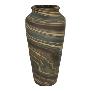 Niloak Mission Swirl 1910-24 Vintage Hand Made Art Pottery Brown Tan 9.5" Vase - Picture 1 of 6