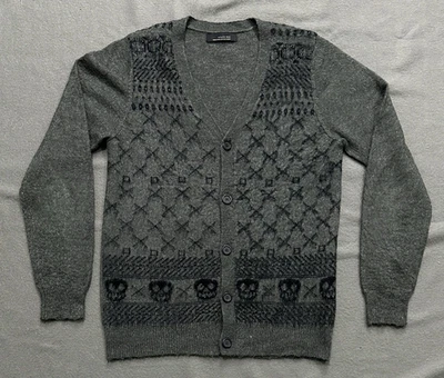 Zara Man Black Tag Skull Cardigan Men’s Button Sweater See Measurements - Image 1 of 4