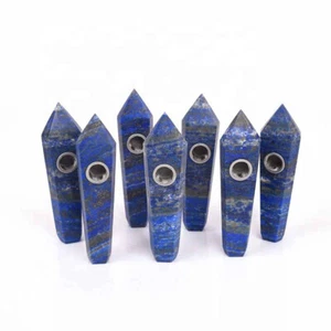 Venta al por mayor de 10 piezas de piedra natural de lapislázuli cuarzo cristal pipa para fumar varita roca - Imagen 1 de 18