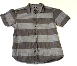 L Men's Quicksilver Gray Button Up T-Shirt - Picture 1 of 3