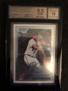 2010 Bowman Chrome Draft Drew Pomeranz 1st Autograph BGS 9.5 w/ 10 Auto - Picture 1 of 2