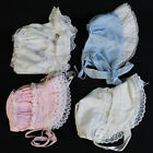 Lot of 4 Vintage Infant Girls Bonnets Pink Blue White Lace Accents One Size