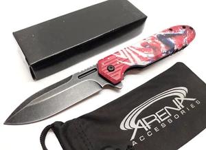 Spiderman Pocket Knife Spring Assisted EDC Blade Red Stonewashed Tip Up Carry - Picture 1 of 6