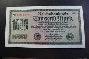 Reichsbanknote 1000 Mark Germany 1923💵 W* 044496 OM - Picture 1 of 2