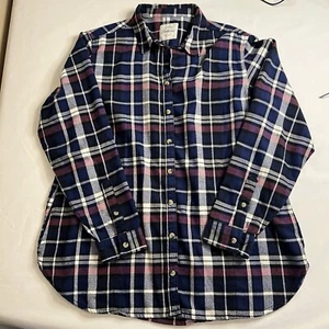 Jachs NY blue and purple plaid flannel button up Girlfriend women's Large - Picture 1 of 7