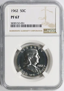 Medio dólar Franklin 1962 de prueba 50c NGC PF67 - Imagen 1 de 4