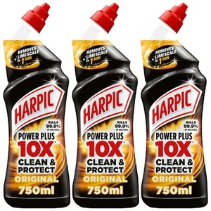 3 x Harpic Power Plus Max Disinfectant Toilet Cleaner Limescale Removal 750ml - Picture 1 of 2