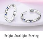 925 Sterling Silver Blue Zircon Star Moon Hoop Earrings - Women's Galaxy Jewelry