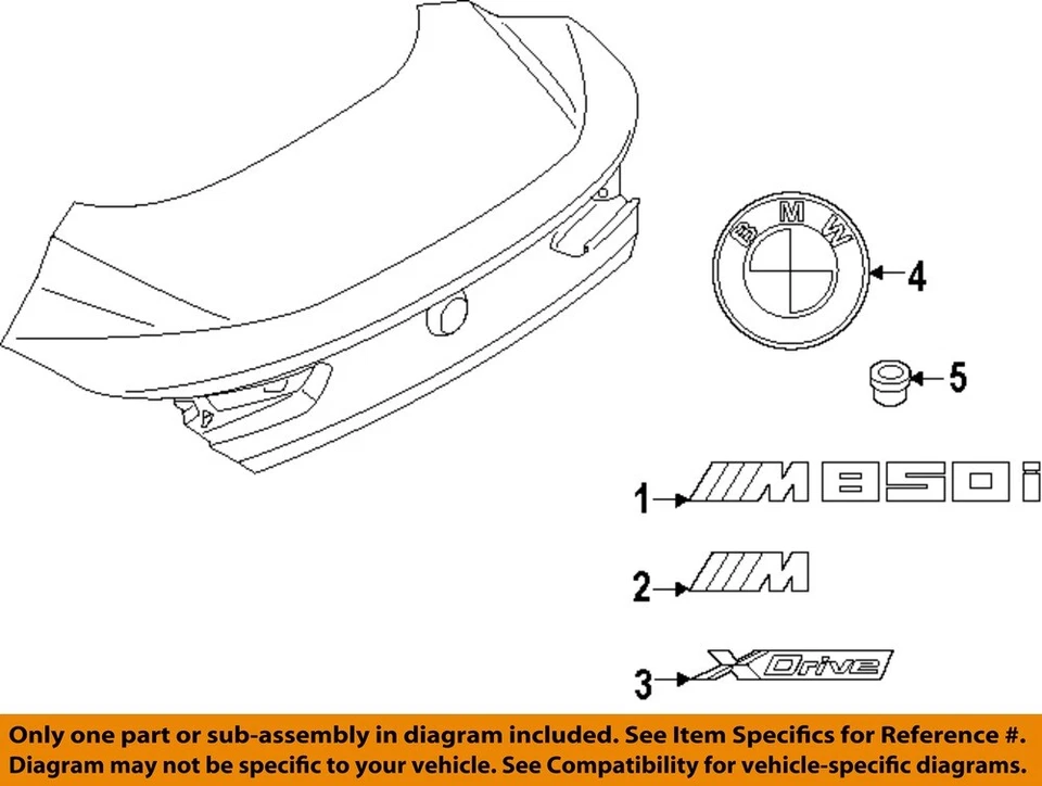 Placa de identificación exterior BMW OEM 19-25 M850i xDrive Gran Coupé 51148079112 Foto 1 de 1
