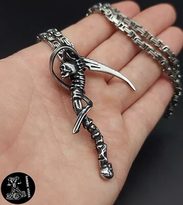 Anhänger Sense Totenkopf Halskette Sensenmann Skull Geschenk Schmuck Kette NEU - Bild 1 von 37