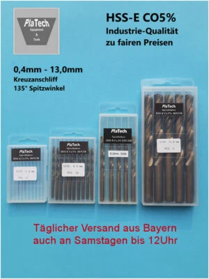 Edelstahlbohrer HSS-E CO5% Spiralbohrer 0,4mm - 13mm x 0,1mm Industrie Qualität - Bild 1 von 4