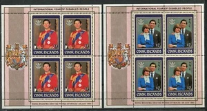 COOK ISLANDS 1981, ROYAL WEDDING OVERPRINTED FOR DISABLED, Scott B97-B98 SHEETS - Picture 1 of 1