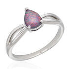 6x7 Pear Black Cherry Fire Opal Silver Jewelry Women Solitaire Ring Size 7