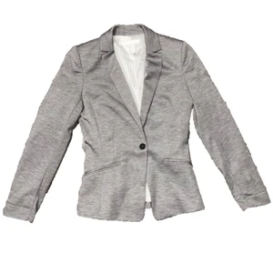 H&M Women’s Blazer Size 4 Grey Fully Lined Single Breasted Button Cuffed Jacket - Picture 1 of 6