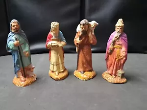 Vintage 4 Stück Französische Santons 4" Figuren Weihnachten Krippe Frankreich Miniatur - Bild 1 von 9