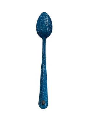 Vtg 14" Enamelware Light Blue Speckled Cooking/Serving Spoon Camping Farmhouse - Image 1 of 4