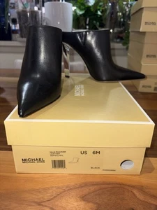 Michael Kors NWB Black Halle Mule Pointed Toe Pump, Silver Heel, US Size 6M - Picture 1 of 6
