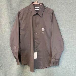 Camisa de Vestir Calvin Klein Gris con Cuello Elástico Punta Calce Ajustado Nueva con Etiquetas - Imagen 1 de 8