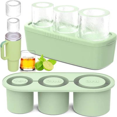 Ice Cube Tray for Tumbler Cup 30Oz-40Oz, 3 Pcs Silicone Cylinder Ice Mold with L — 第 1/4 张图片