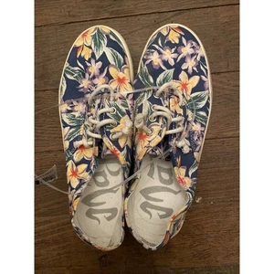 Mad Love Kendra blaue Blumen Hawaii Blumen Damen Freizeitschuhe Größe 7 kostenloser Versand - Bild 1 von 12