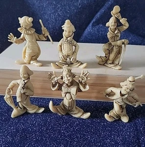 Menge 6 Vintage Hongkong Kunststoff Zirkus Clowns Figuren 2,5 - 3" - 6 Posen! - Bild 1 von 17