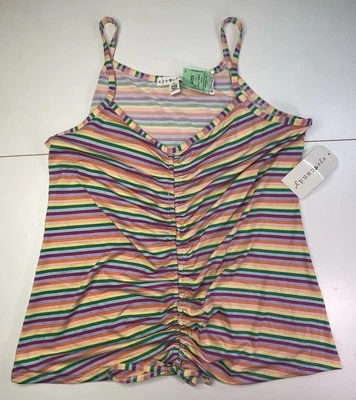EYE CANDY~Ladies Spaghetti strap Top pullover Sz 2XL stripes cinch front tie NWT - Image 1 of 4