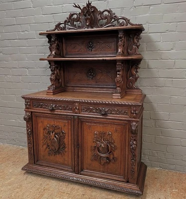 ARRIVES MAR 2026 Antique French Hunting Black Forest Sideboard Buffet Server - Image 1 of 4