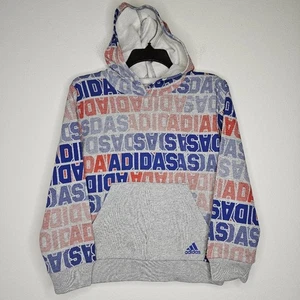 NWT Adidas Boy's Gray/Blue/Red/Kangaroo Pocket Hoodie Size M(10-12) - Picture 1 of 5