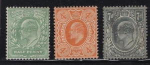 WC1_34380 GROSSBRITANNIEN. Kleines Lot von Briefmarken 1904-11. Sc.143-145. mh & gebraucht - Bild 1 von 1