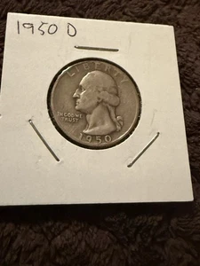 1950 D Washington Quarter 90% Silver 25c US Coin Collectible - Picture 1 of 2