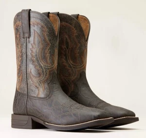 New Men's ARIAT STEADFAST Brown Grey Leather Western Cowboy Boots Style 10046977 - Picture 1 of 7