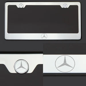 Marco de placa grabado grabado con láser grabado con logotipo de Mercedes-Benz cromo pulido T304 - Imagen 1 de 6