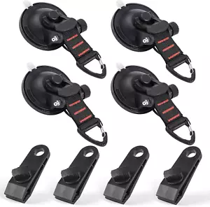 Suction Cups Hooks 8 Pcs Car Camping Essentials Heavy Duty Tie down Suction Cup - Picture 1 of 12
